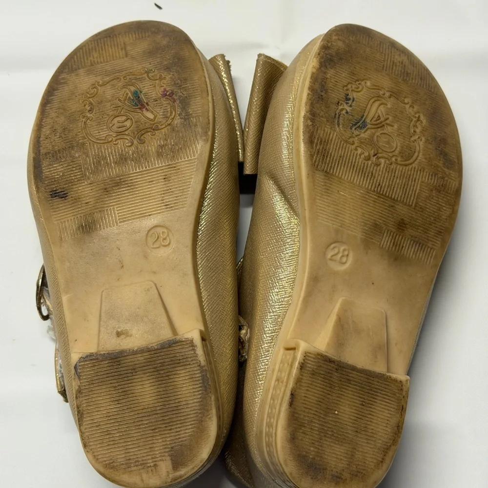 Elegant‎ Gold Bow Kids Dress Shoes